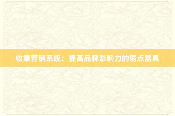 收集营销系统：提高品牌影响力的弱点器具
